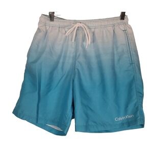 Calvin Klein Swim Trunks Mens Large Blue White Ombre Dot Swim Shorts Mesh Travel